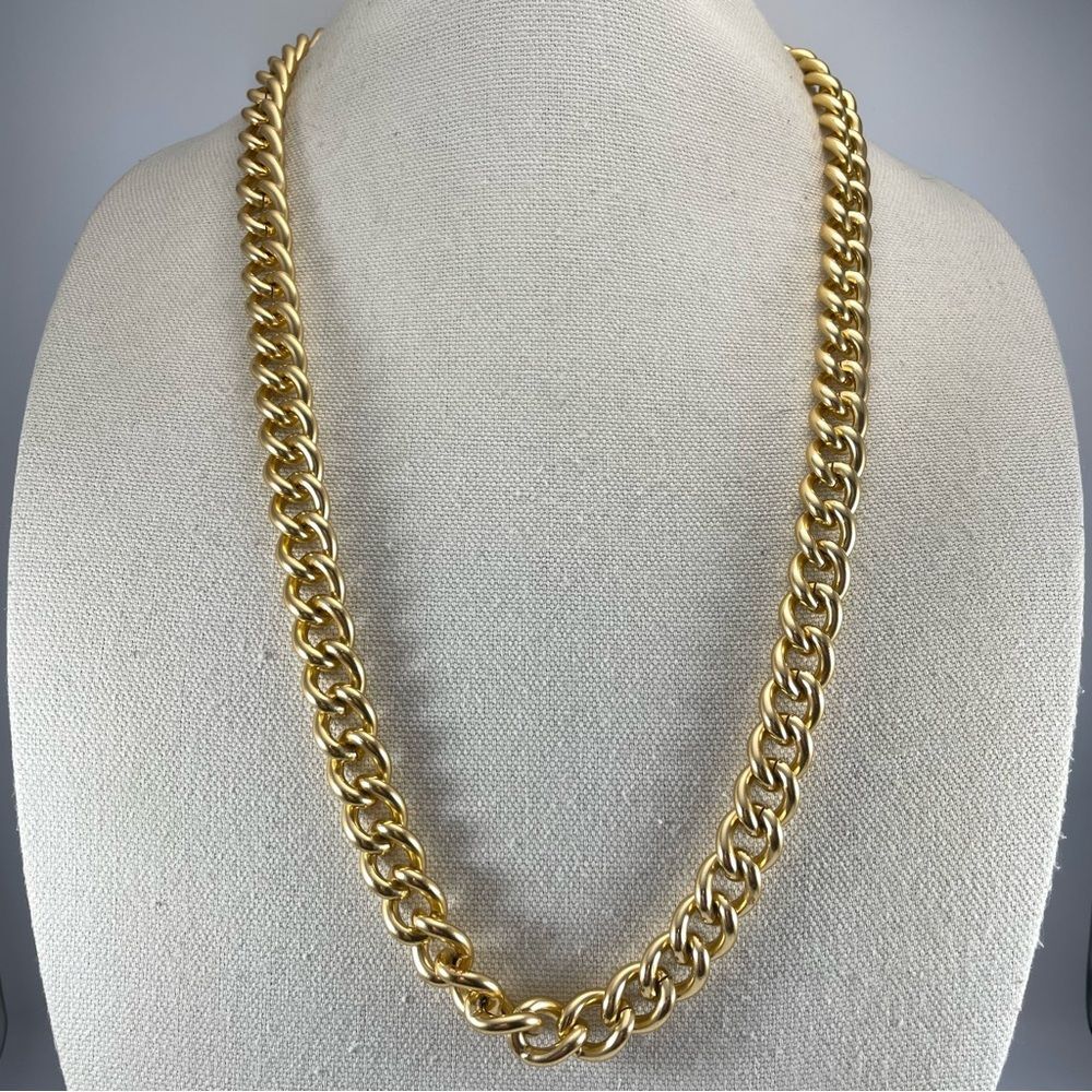 Erwin Pearl EP Vintage Gold Tone Chunky Chain Link Necklace Statement Clasic